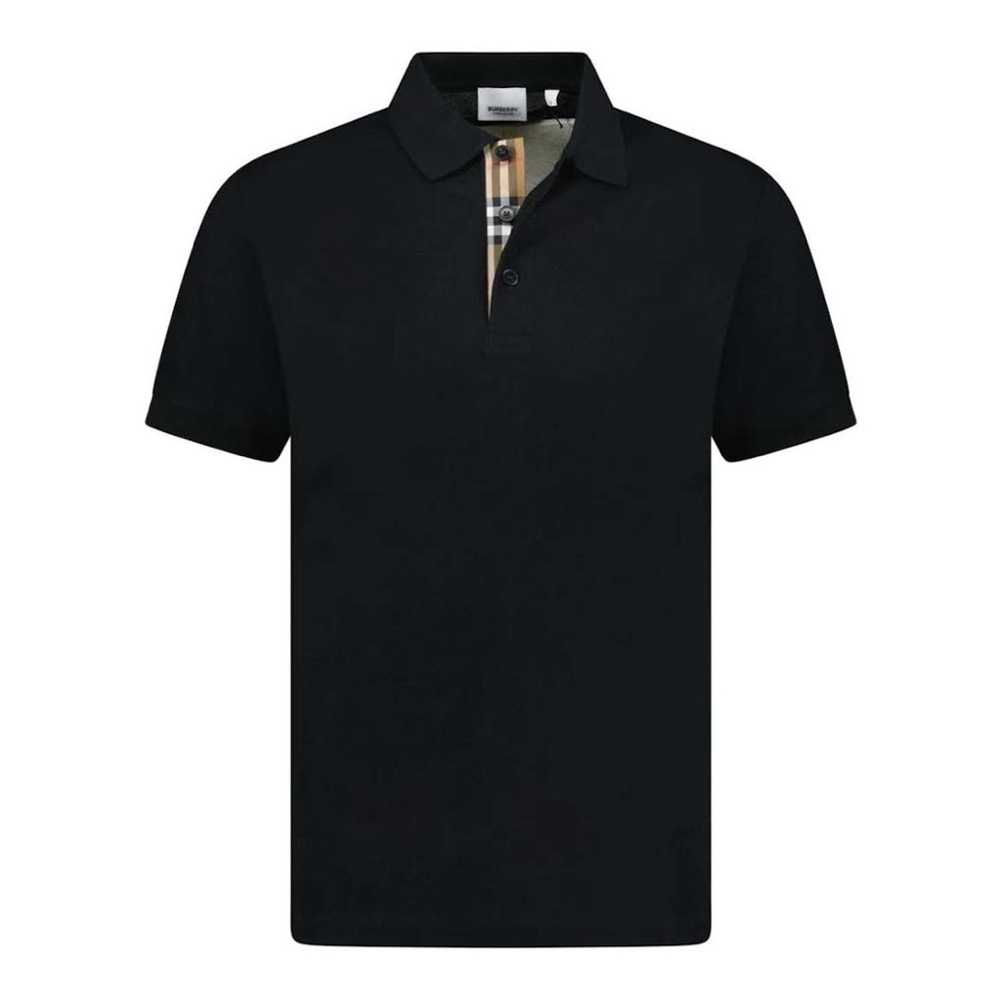 Burberry Black Polo Shirt with Check Detail